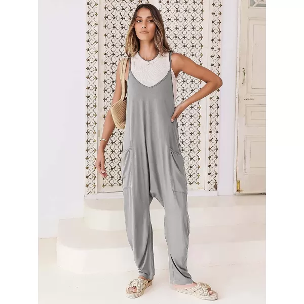 imageANRABESS Womens Casual Loose Sleeveless Jumpsuits Adjustbale Spaghetti Strap V Neck Harem Long Pants Overalls with PocketsLight Gray