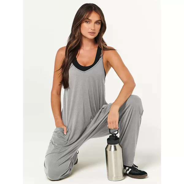 imageANRABESS Womens Casual Loose Sleeveless Jumpsuits Adjustbale Spaghetti Strap V Neck Harem Long Pants Overalls with PocketsLight Gray