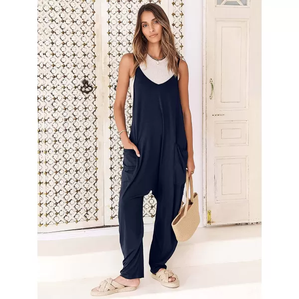 imageANRABESS Womens Casual Loose Sleeveless Jumpsuits Adjustbale Spaghetti Strap V Neck Harem Long Pants Overalls with PocketsNavy Blue