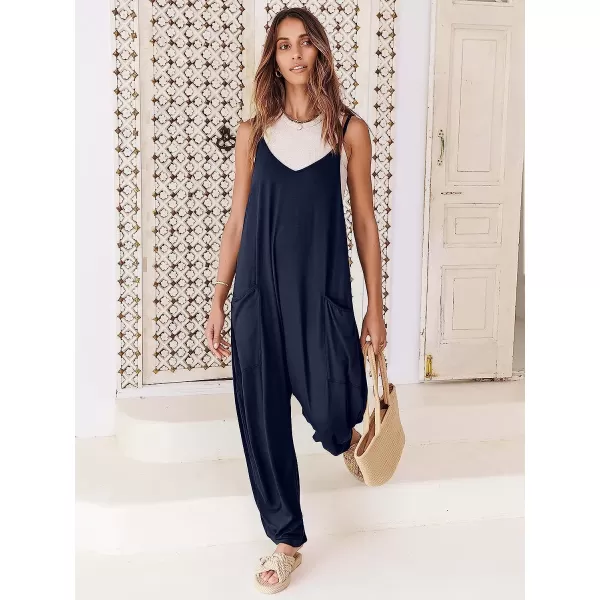 imageANRABESS Womens Casual Loose Sleeveless Jumpsuits Adjustbale Spaghetti Strap V Neck Harem Long Pants Overalls with PocketsNavy Blue