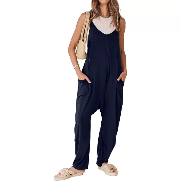 imageANRABESS Womens Casual Loose Sleeveless Jumpsuits Adjustbale Spaghetti Strap V Neck Harem Long Pants Overalls with PocketsNavy Blue