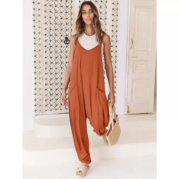 imageANRABESS Womens Casual Loose Sleeveless Jumpsuits Adjustbale Spaghetti Strap V Neck Harem Long Pants Overalls with PocketsOrange