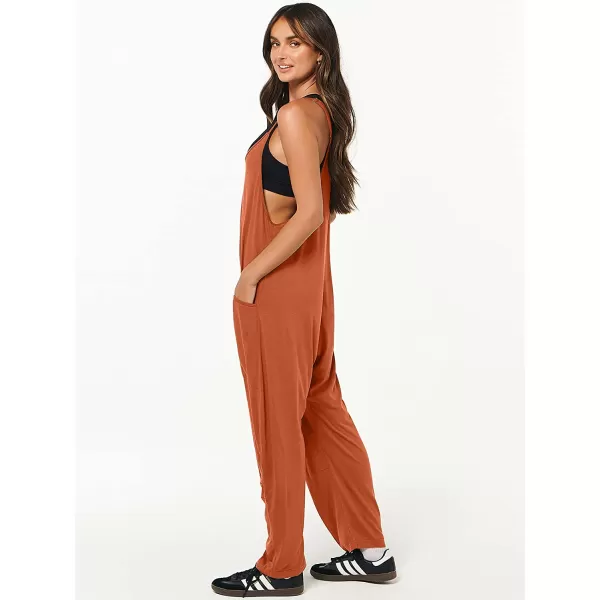 imageANRABESS Womens Casual Loose Sleeveless Jumpsuits Adjustbale Spaghetti Strap V Neck Harem Long Pants Overalls with PocketsOrange