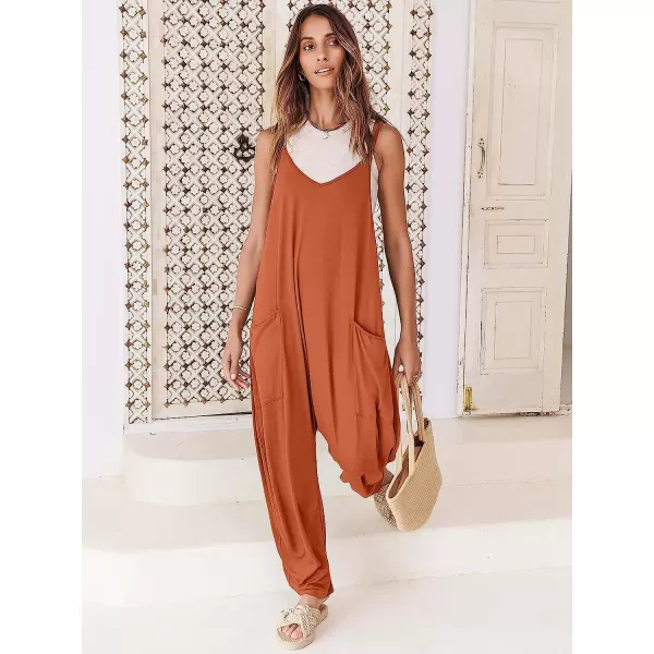 imageANRABESS Womens Casual Loose Sleeveless Jumpsuits Adjustbale Spaghetti Strap V Neck Harem Long Pants Overalls with PocketsOrange