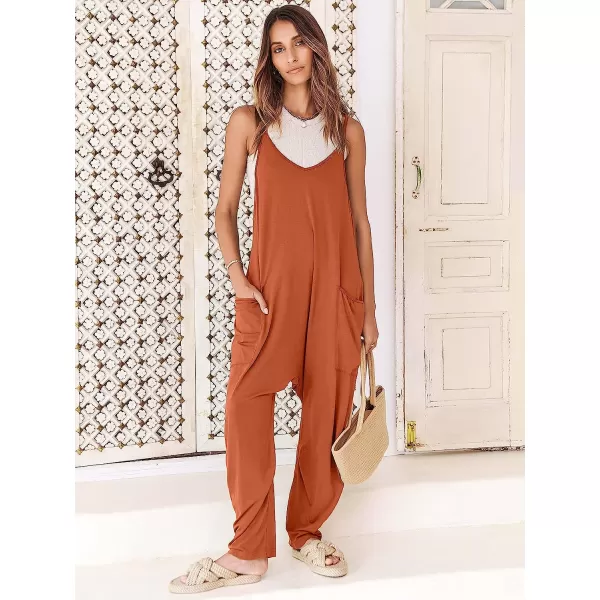 imageANRABESS Womens Casual Loose Sleeveless Jumpsuits Adjustbale Spaghetti Strap V Neck Harem Long Pants Overalls with PocketsOrange