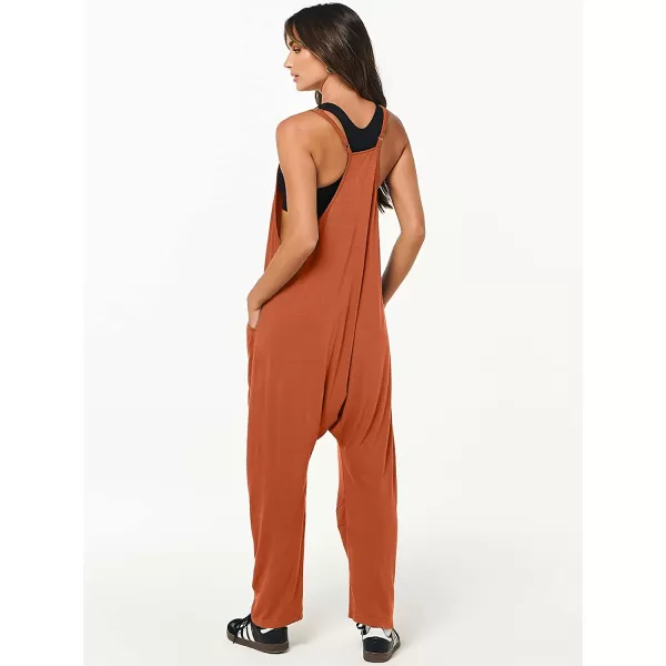 imageANRABESS Womens Casual Loose Sleeveless Jumpsuits Adjustbale Spaghetti Strap V Neck Harem Long Pants Overalls with PocketsOrange