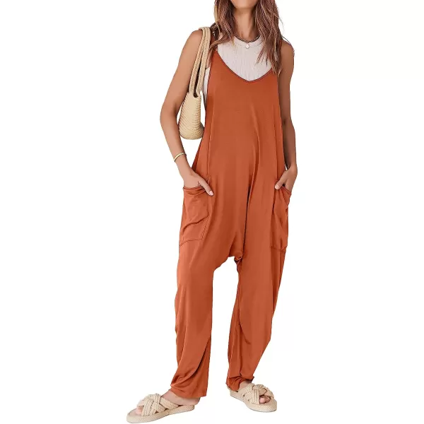 imageANRABESS Womens Casual Loose Sleeveless Jumpsuits Adjustbale Spaghetti Strap V Neck Harem Long Pants Overalls with PocketsOrange