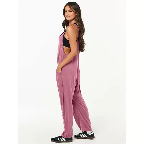 imageANRABESS Womens Casual Loose Sleeveless Jumpsuits Adjustbale Spaghetti Strap V Neck Harem Long Pants Overalls with PocketsPink