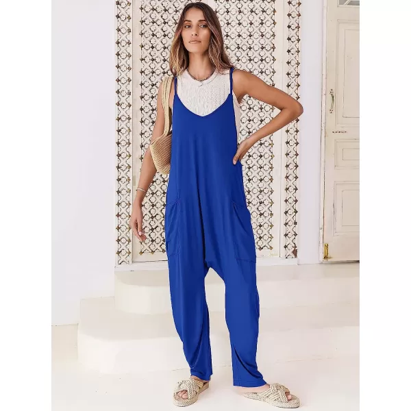 imageANRABESS Womens Casual Loose Sleeveless Jumpsuits Adjustbale Spaghetti Strap V Neck Harem Long Pants Overalls with PocketsRoayl Blue
