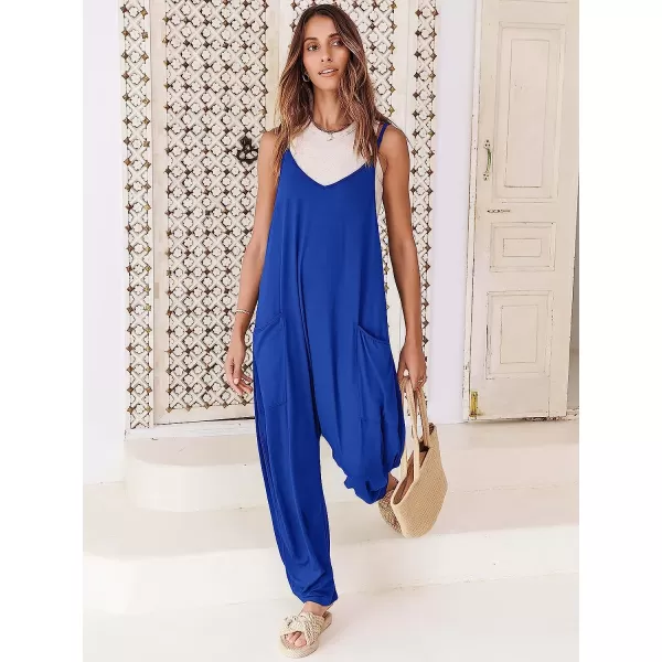 imageANRABESS Womens Casual Loose Sleeveless Jumpsuits Adjustbale Spaghetti Strap V Neck Harem Long Pants Overalls with PocketsRoayl Blue