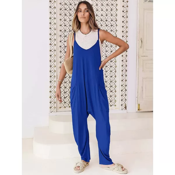 imageANRABESS Womens Casual Loose Sleeveless Jumpsuits Adjustbale Spaghetti Strap V Neck Harem Long Pants Overalls with PocketsRoayl Blue