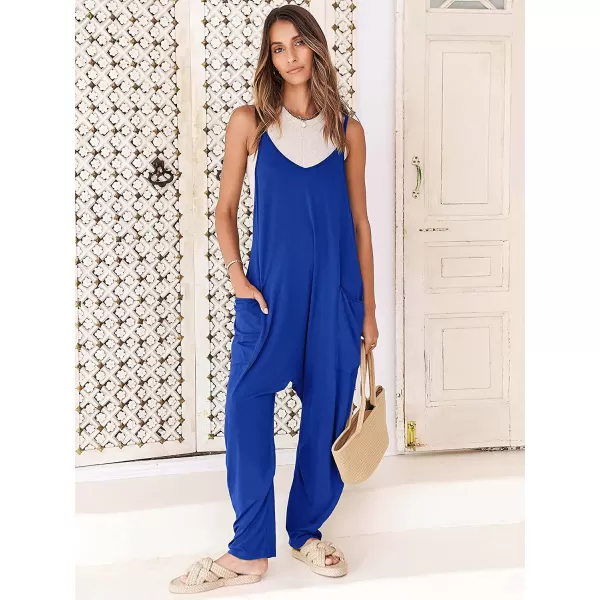 imageANRABESS Womens Casual Loose Sleeveless Jumpsuits Adjustbale Spaghetti Strap V Neck Harem Long Pants Overalls with PocketsRoayl Blue