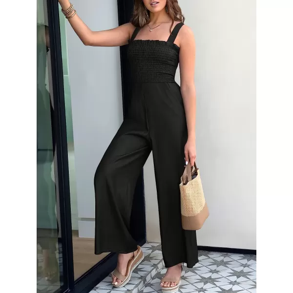 imageANRABESS Womens Casual Loose Sleeveless Tank Jumpsuits Square Collar Smocked Wide Leg Jumpsuit Rompers with Pockets01black