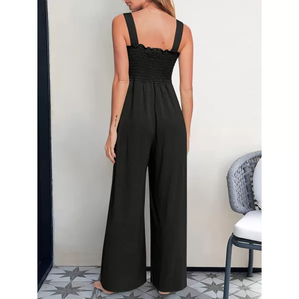 imageANRABESS Womens Casual Loose Sleeveless Tank Jumpsuits Square Collar Smocked Wide Leg Jumpsuit Rompers with Pockets01black