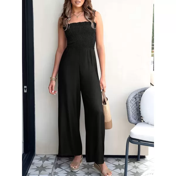 imageANRABESS Womens Casual Loose Sleeveless Tank Jumpsuits Square Collar Smocked Wide Leg Jumpsuit Rompers with Pockets01black