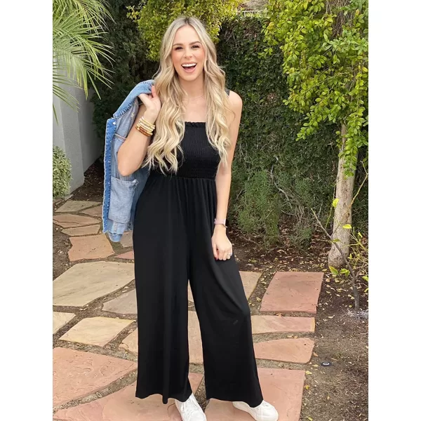 imageANRABESS Womens Casual Loose Sleeveless Tank Jumpsuits Square Collar Smocked Wide Leg Jumpsuit Rompers with Pockets01black