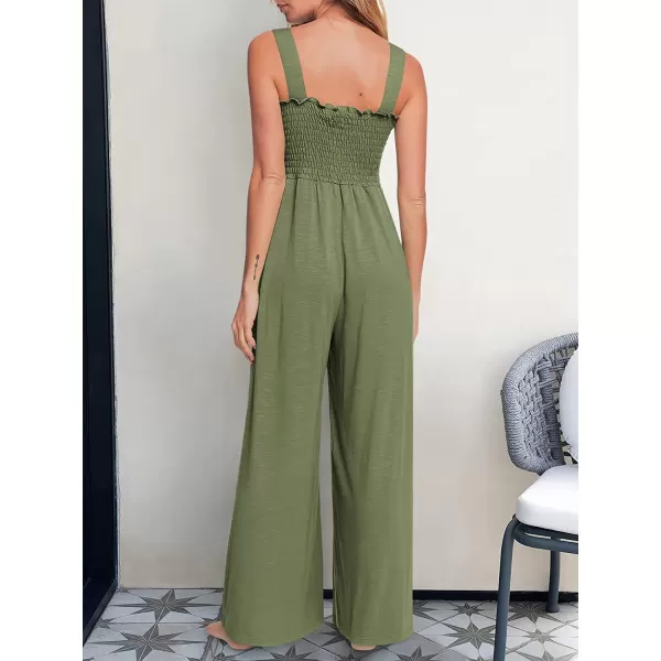 imageANRABESS Womens Casual Loose Sleeveless Tank Jumpsuits Square Collar Smocked Wide Leg Jumpsuit Rompers with Pockets04green