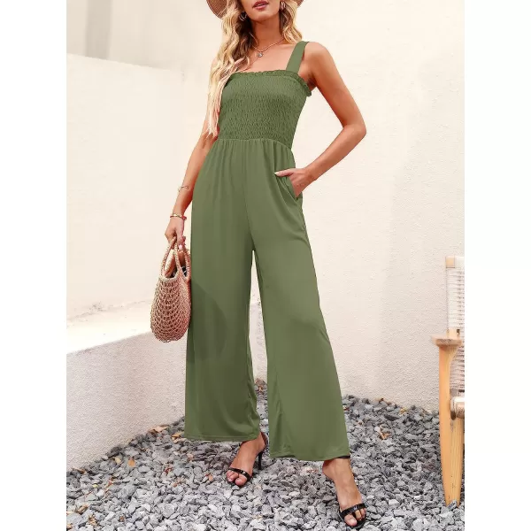 imageANRABESS Womens Casual Loose Sleeveless Tank Jumpsuits Square Collar Smocked Wide Leg Jumpsuit Rompers with Pockets04green