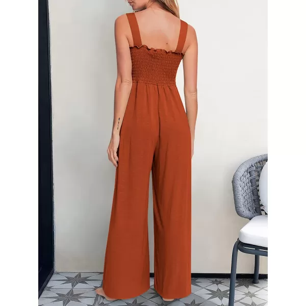 imageANRABESS Womens Casual Loose Sleeveless Tank Jumpsuits Square Collar Smocked Wide Leg Jumpsuit Rompers with Pockets08orange