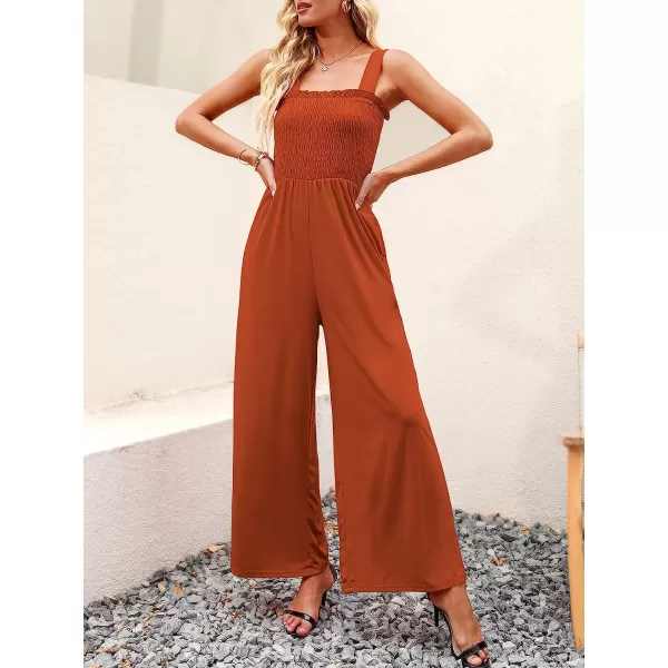 imageANRABESS Womens Casual Loose Sleeveless Tank Jumpsuits Square Collar Smocked Wide Leg Jumpsuit Rompers with Pockets08orange