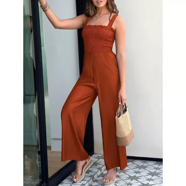 imageANRABESS Womens Casual Loose Sleeveless Tank Jumpsuits Square Collar Smocked Wide Leg Jumpsuit Rompers with Pockets08orange