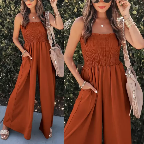 imageANRABESS Womens Casual Loose Sleeveless Tank Jumpsuits Square Collar Smocked Wide Leg Jumpsuit Rompers with Pockets08orange