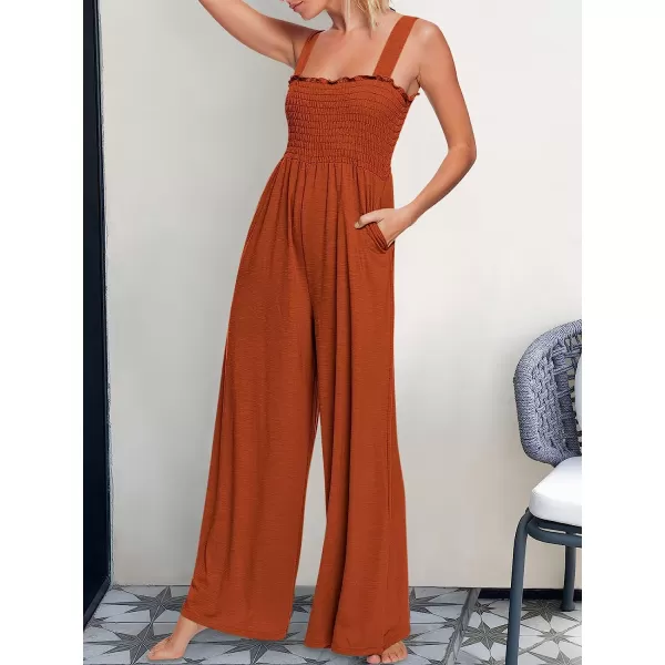 imageANRABESS Womens Casual Loose Sleeveless Tank Jumpsuits Square Collar Smocked Wide Leg Jumpsuit Rompers with Pockets08orange