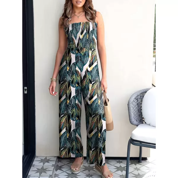 imageANRABESS Womens Casual Loose Sleeveless Tank Jumpsuits Square Collar Smocked Wide Leg Jumpsuit Rompers with Pockets10leaf Print