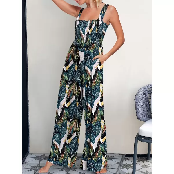 imageANRABESS Womens Casual Loose Sleeveless Tank Jumpsuits Square Collar Smocked Wide Leg Jumpsuit Rompers with Pockets10leaf Print