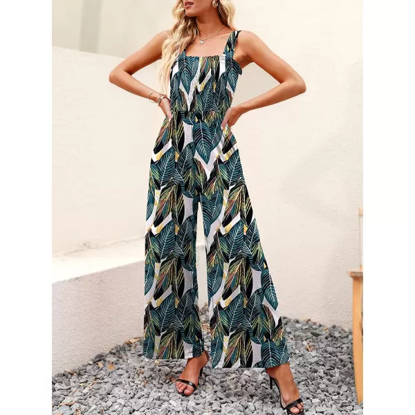 imageANRABESS Womens Casual Loose Sleeveless Tank Jumpsuits Square Collar Smocked Wide Leg Jumpsuit Rompers with Pockets10leaf Print