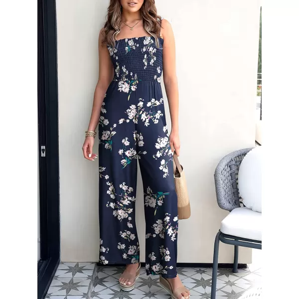 imageANRABESS Womens Casual Loose Sleeveless Tank Jumpsuits Square Collar Smocked Wide Leg Jumpsuit Rompers with Pockets11blue Floral