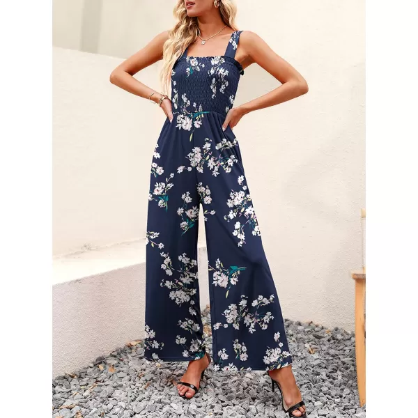 imageANRABESS Womens Casual Loose Sleeveless Tank Jumpsuits Square Collar Smocked Wide Leg Jumpsuit Rompers with Pockets11blue Floral