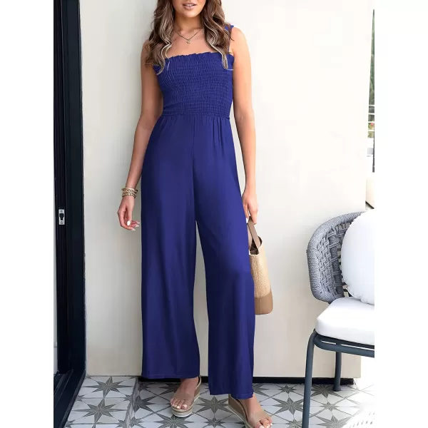 imageANRABESS Womens Casual Loose Sleeveless Tank Jumpsuits Square Collar Smocked Wide Leg Jumpsuit Rompers with Pockets13royal Blue