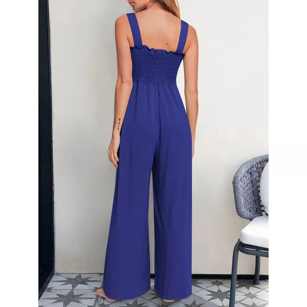imageANRABESS Womens Casual Loose Sleeveless Tank Jumpsuits Square Collar Smocked Wide Leg Jumpsuit Rompers with Pockets13royal Blue