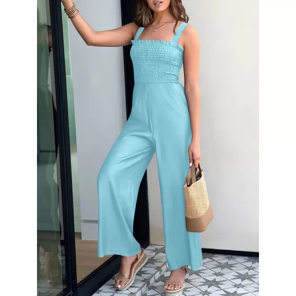 imageANRABESS Womens Casual Loose Sleeveless Tank Jumpsuits Square Collar Smocked Wide Leg Jumpsuit Rompers with Pockets14light Blue