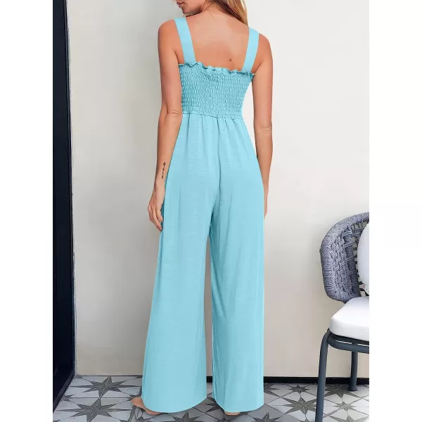 imageANRABESS Womens Casual Loose Sleeveless Tank Jumpsuits Square Collar Smocked Wide Leg Jumpsuit Rompers with Pockets14light Blue