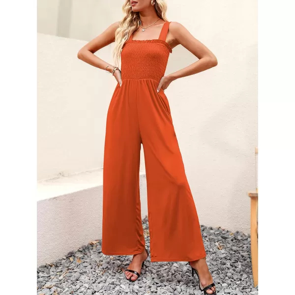 imageANRABESS Womens Casual Loose Sleeveless Tank Jumpsuits Square Collar Smocked Wide Leg Jumpsuit Rompers with Pockets15orange2