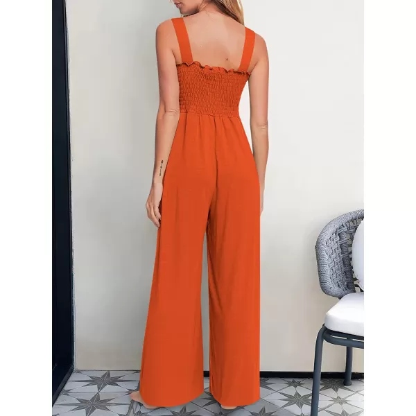 imageANRABESS Womens Casual Loose Sleeveless Tank Jumpsuits Square Collar Smocked Wide Leg Jumpsuit Rompers with Pockets15orange2