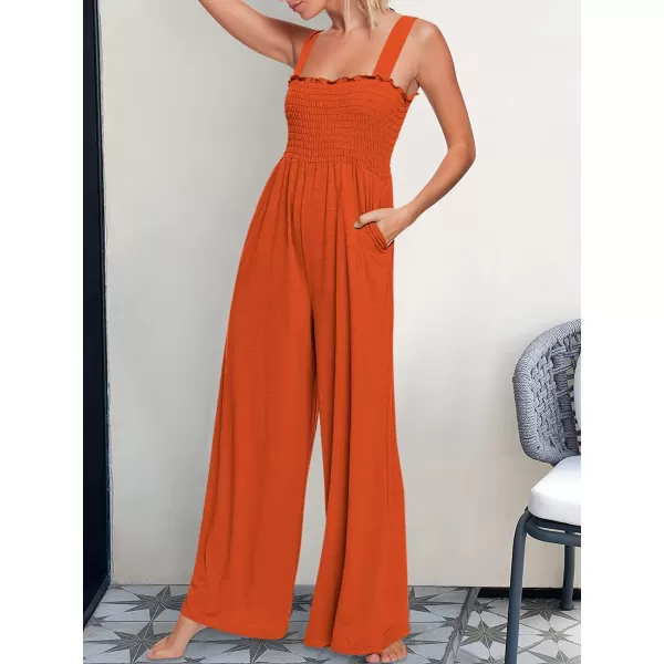 imageANRABESS Womens Casual Loose Sleeveless Tank Jumpsuits Square Collar Smocked Wide Leg Jumpsuit Rompers with Pockets15orange2