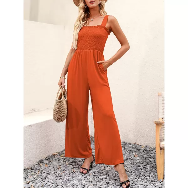 imageANRABESS Womens Casual Loose Sleeveless Tank Jumpsuits Square Collar Smocked Wide Leg Jumpsuit Rompers with Pockets15orange2
