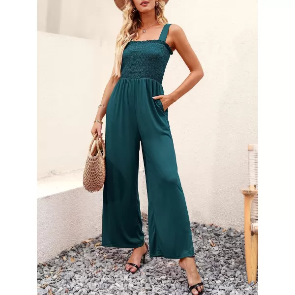 imageANRABESS Womens Casual Loose Sleeveless Tank Jumpsuits Square Collar Smocked Wide Leg Jumpsuit Rompers with Pockets16teal Blue