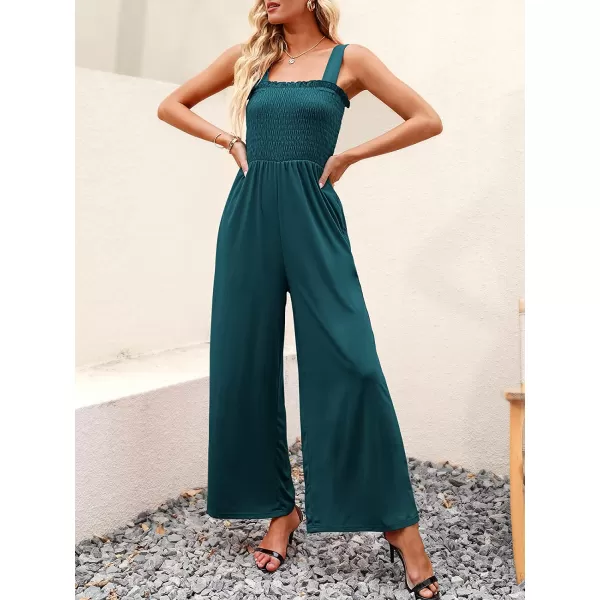 imageANRABESS Womens Casual Loose Sleeveless Tank Jumpsuits Square Collar Smocked Wide Leg Jumpsuit Rompers with Pockets16teal Blue