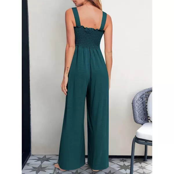 imageANRABESS Womens Casual Loose Sleeveless Tank Jumpsuits Square Collar Smocked Wide Leg Jumpsuit Rompers with Pockets16teal Blue