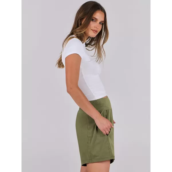 imageANRABESS Womens Casual Loose Summer High Waisted Shorts Gym Yoga Harem Comfy Short with Pockets Fashion Clothes 2024Army Green