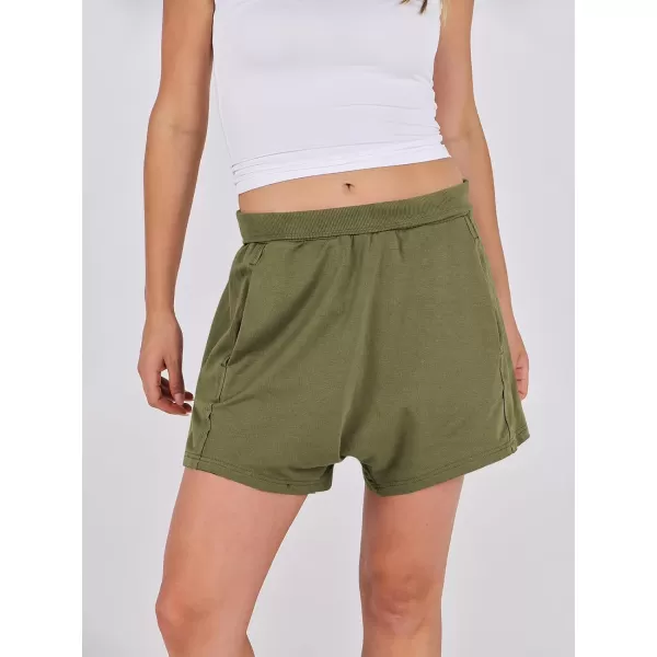 imageANRABESS Womens Casual Loose Summer High Waisted Shorts Gym Yoga Harem Comfy Short with Pockets Fashion Clothes 2024Army Green