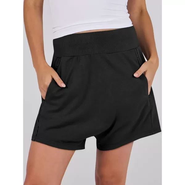 imageANRABESS Womens Casual Loose Summer High Waisted Shorts Gym Yoga Harem Comfy Short with Pockets Fashion Clothes 2024Black