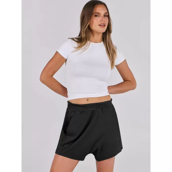 imageANRABESS Womens Casual Loose Summer High Waisted Shorts Gym Yoga Harem Comfy Short with Pockets Fashion Clothes 2024Black