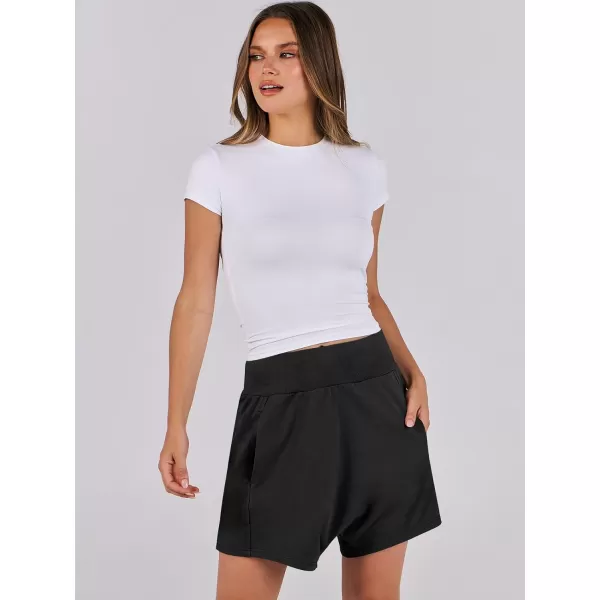 imageANRABESS Womens Casual Loose Summer High Waisted Shorts Gym Yoga Harem Comfy Short with Pockets Fashion Clothes 2024Black