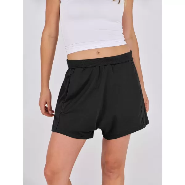 imageANRABESS Womens Casual Loose Summer High Waisted Shorts Gym Yoga Harem Comfy Short with Pockets Fashion Clothes 2024Black