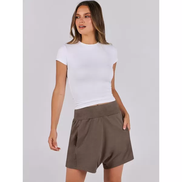 imageANRABESS Womens Casual Loose Summer High Waisted Shorts Gym Yoga Harem Comfy Short with Pockets Fashion Clothes 2024Coffee
